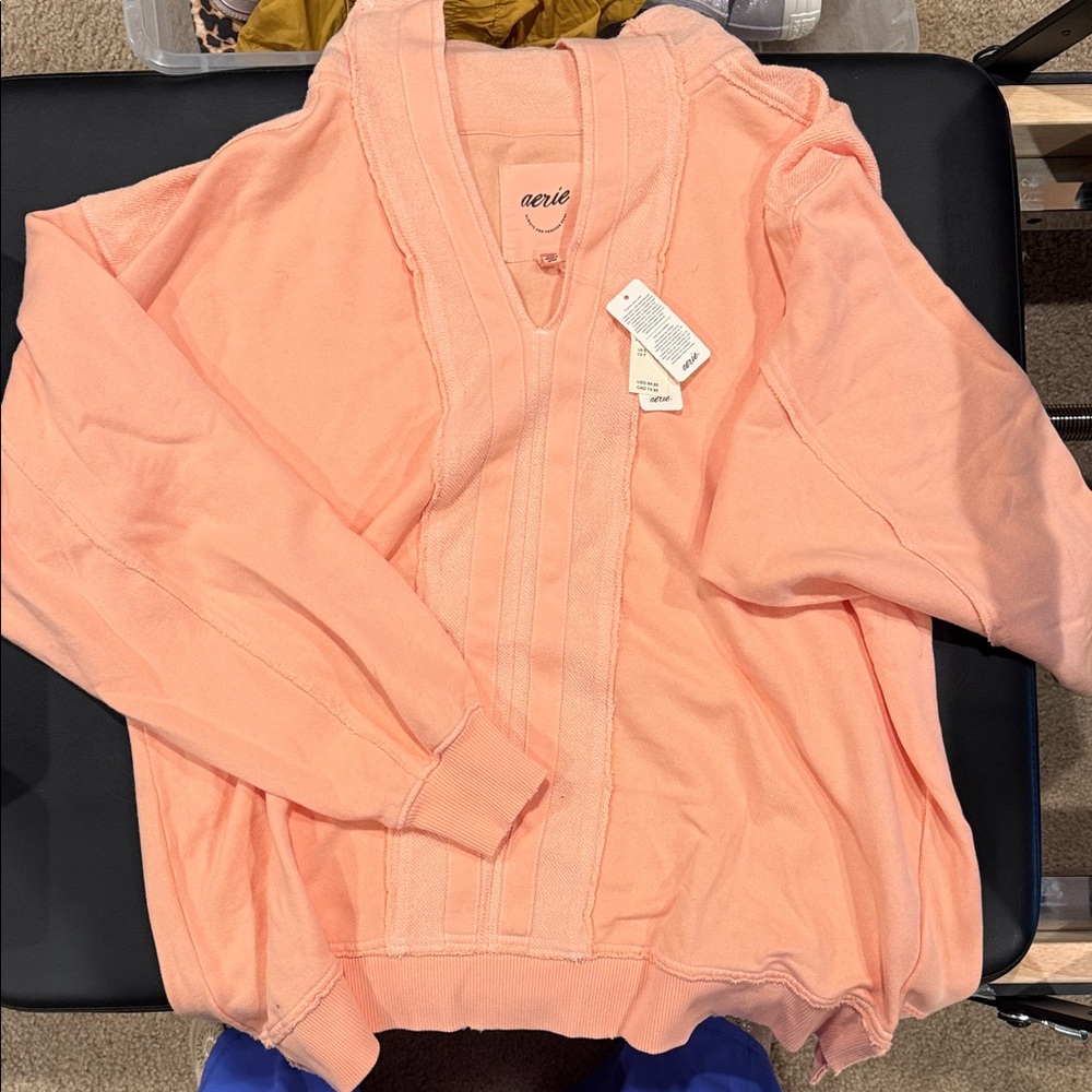 Aerie V-Neck Sweater in Soft Peach